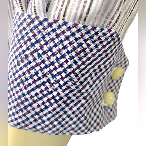 Unique NWOT Thomas Dean L/S Casual Dress Shirt in Pastel Stripes 100% Cotton SzL - Picture 10 of 11